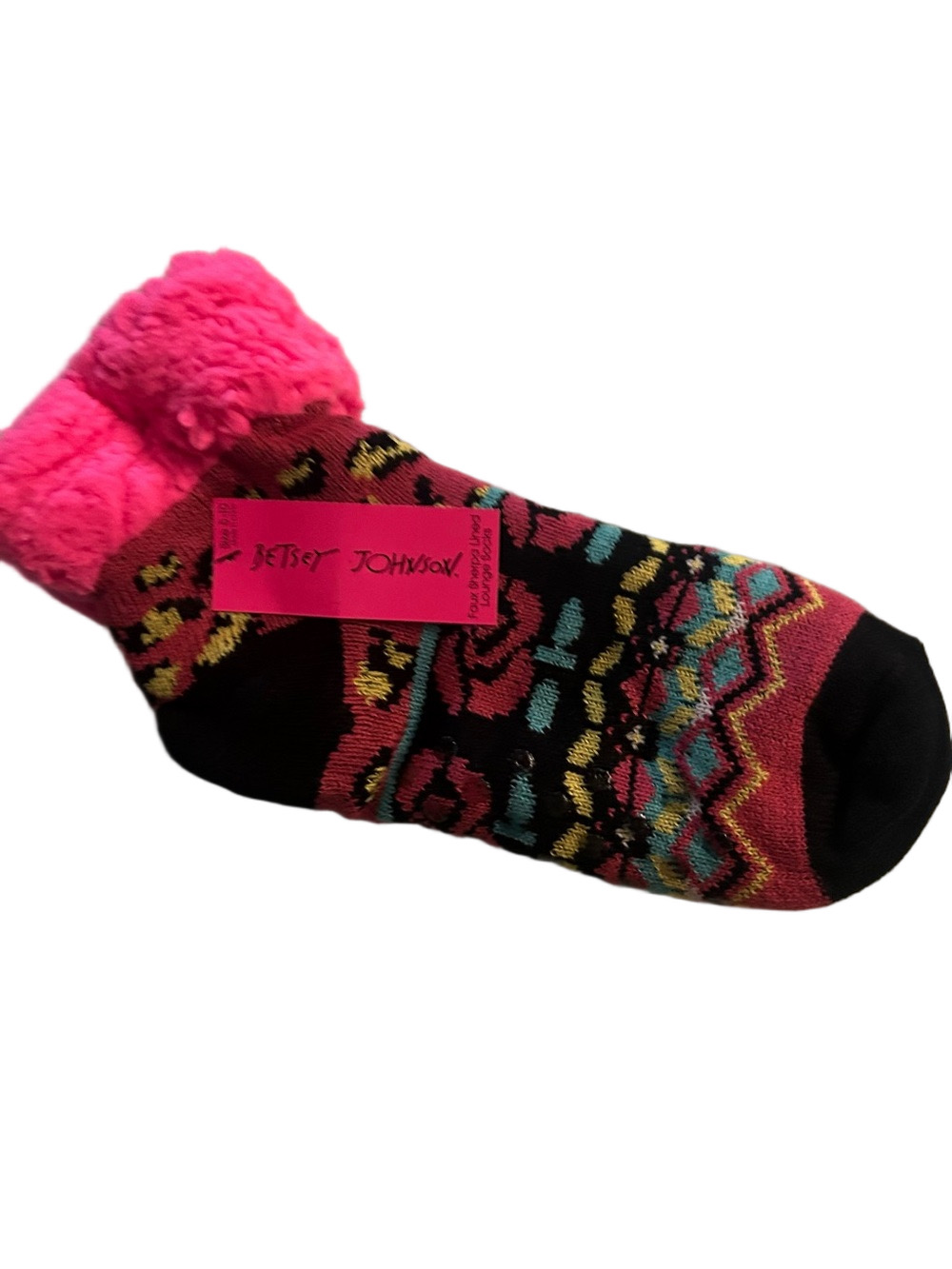 Betsey Johnson Womanβ Sherpa Lined Lounge Socks β Multicolor Patterned Socks